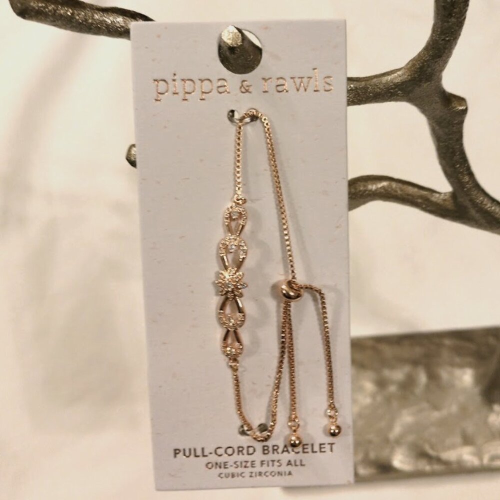Pippa & Rawls - Sun Crescent Moon Pull cord bracelet in Rose Gold color